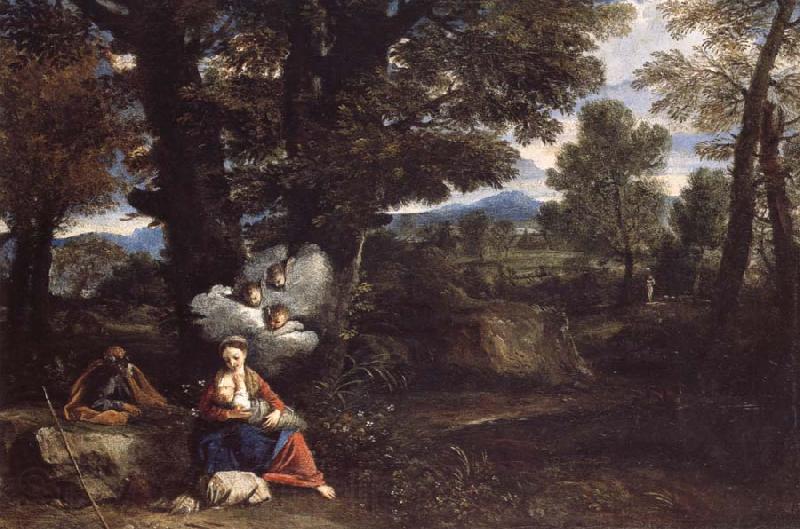MOLA, Pier Francesco THe Rest on the Flight into Egypt Norge oil painting art
